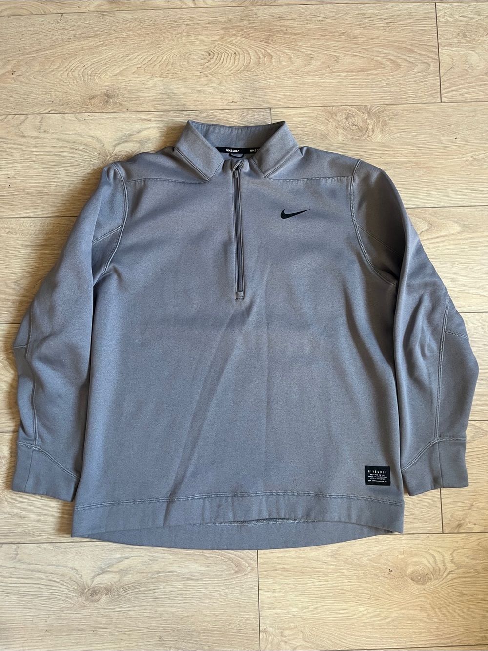 Nike Golf Gray Half-Zip Pullover with Black Swoosh